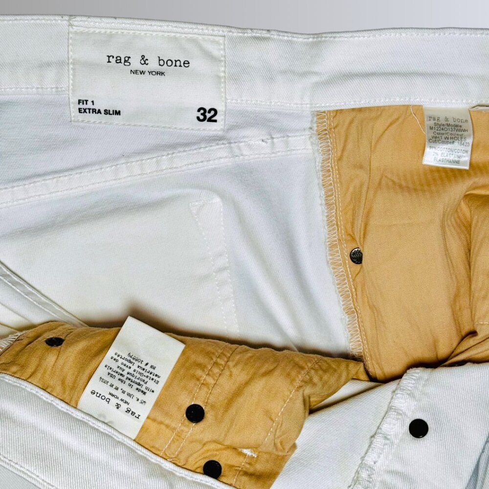 rag & bone Men's White Extra-Slim Jeans - 32 - Picture 12 of 16